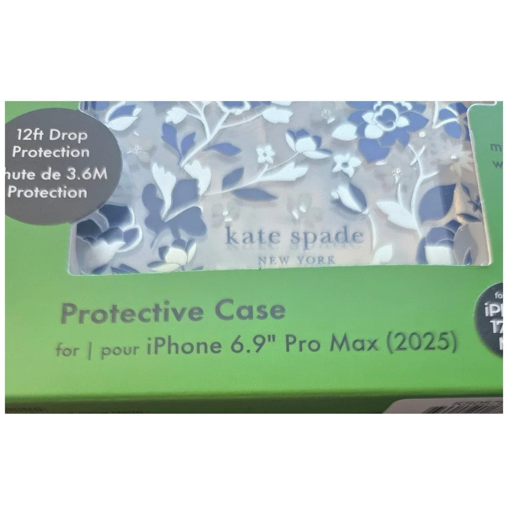 Kate Spade New York iPhone 17 Pro Max MagSafe Case Blue Floral 12ft Drop Proof